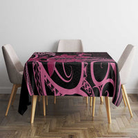 Aotearoa Maori Tablecloth Pink Fern Ribbons on Black LT7 - Polynesian Pride