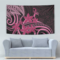 Aotearoa Maori Tapestry Pink Fern Ribbons on Black - Polynesian Pride