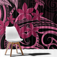 Aotearoa Maori Window Curtain Pink Fern Ribbons on Black - Polynesian Pride