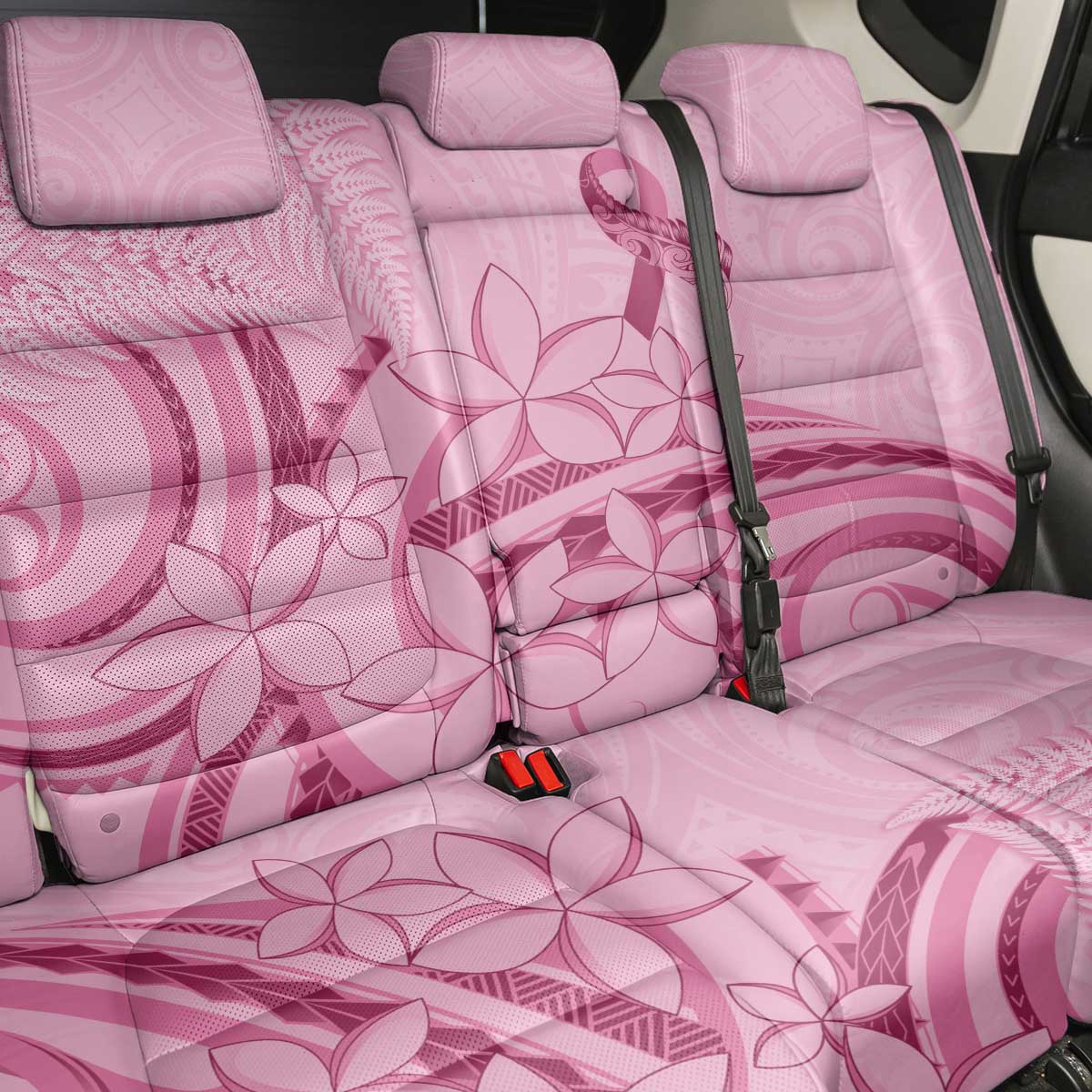Aotearoa Maori Back Car Seat Cover Pink Fern Ribbons - Polynesian Pride