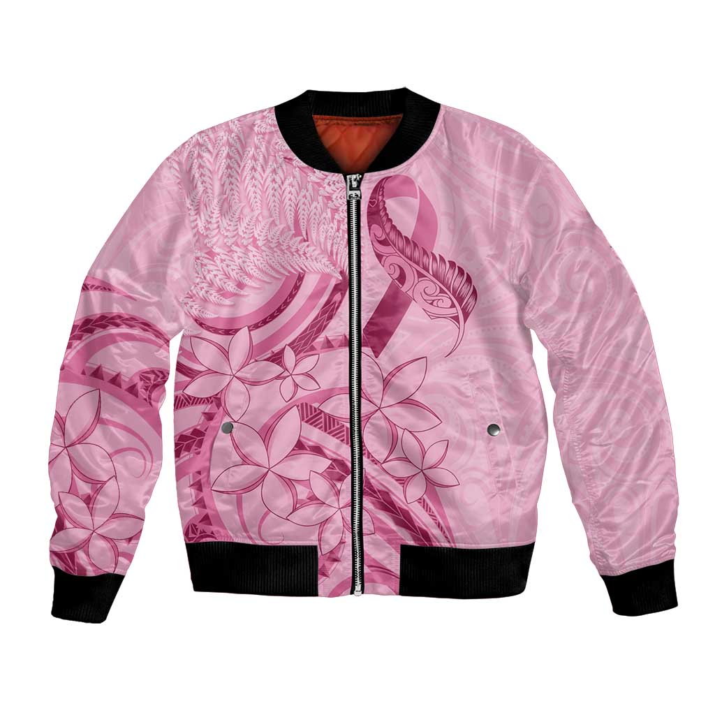 Aotearoa Maori Bomber Jacket Pink Fern Ribbons - Polynesian Pride