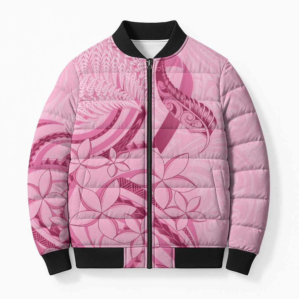 Aotearoa Maori Bomber Puffer Jacket Pink Fern Ribbons - Polynesian Pride