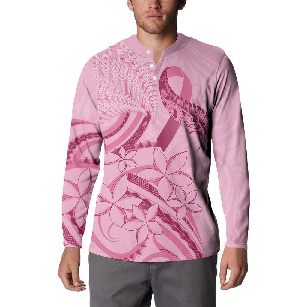 Aotearoa Maori Button Sweatshirt Pink Fern Ribbons - Polynesian Pride
