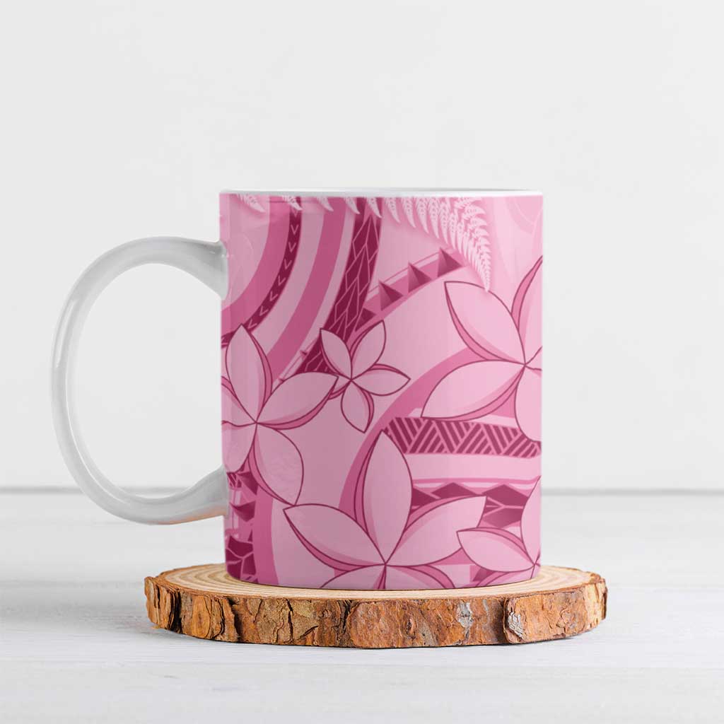 Aotearoa Maori Ceramic Mug Pink Fern Ribbons - Polynesian Pride