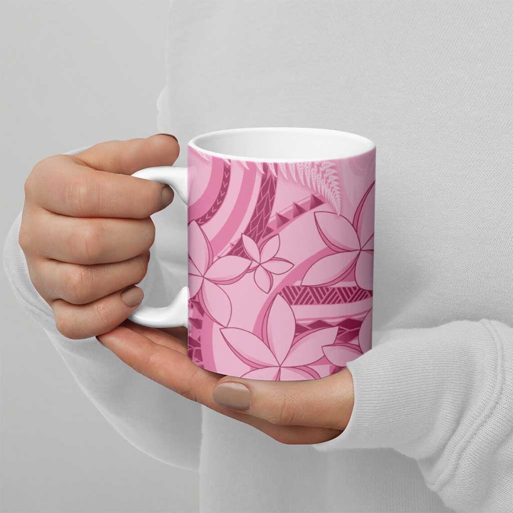 Aotearoa Maori Ceramic Mug Pink Fern Ribbons - Polynesian Pride