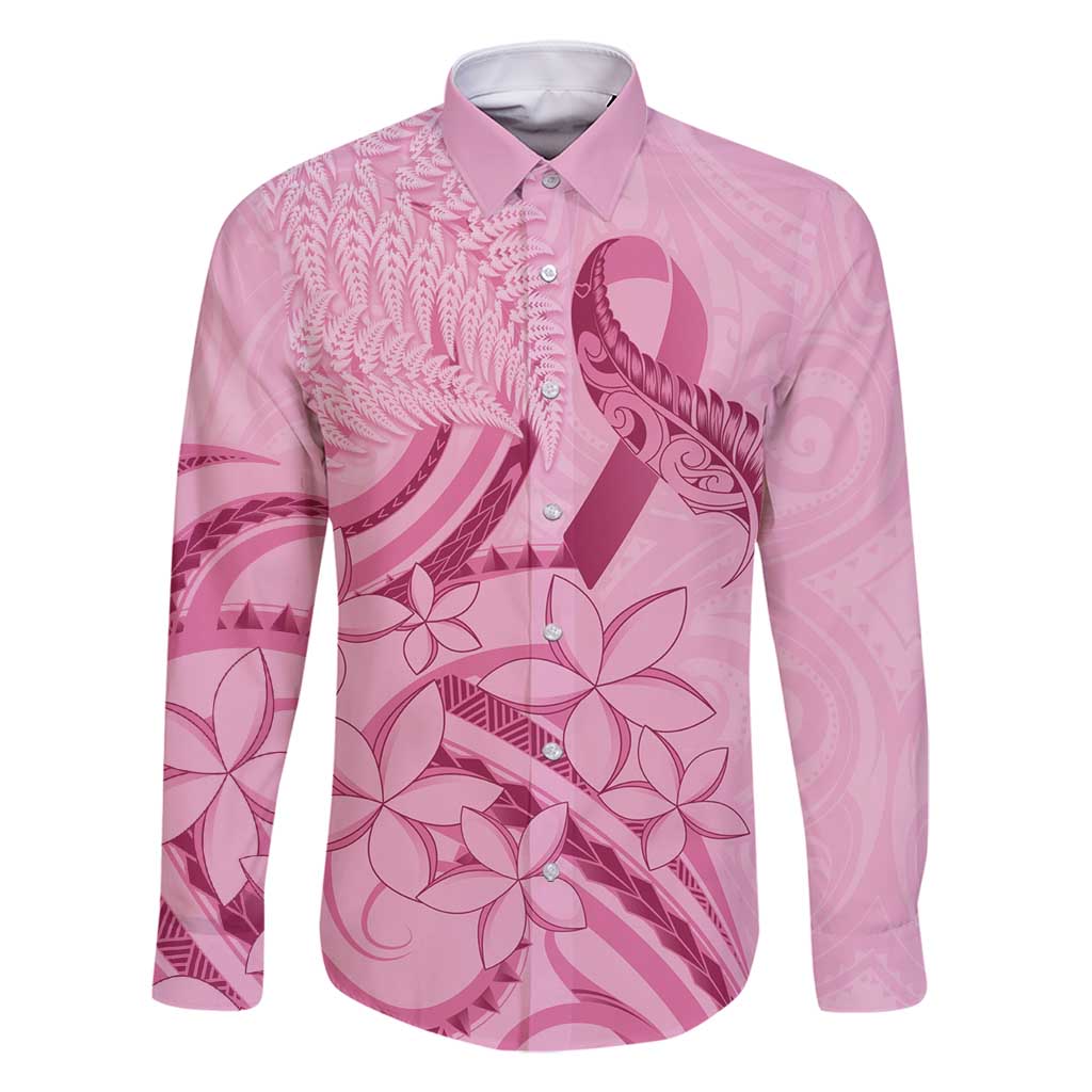 Aotearoa Maori Family Matching Long Sleeve Bodycon Dress and Hawaiian Shirt Pink Fern Ribbons - Polynesian Pride