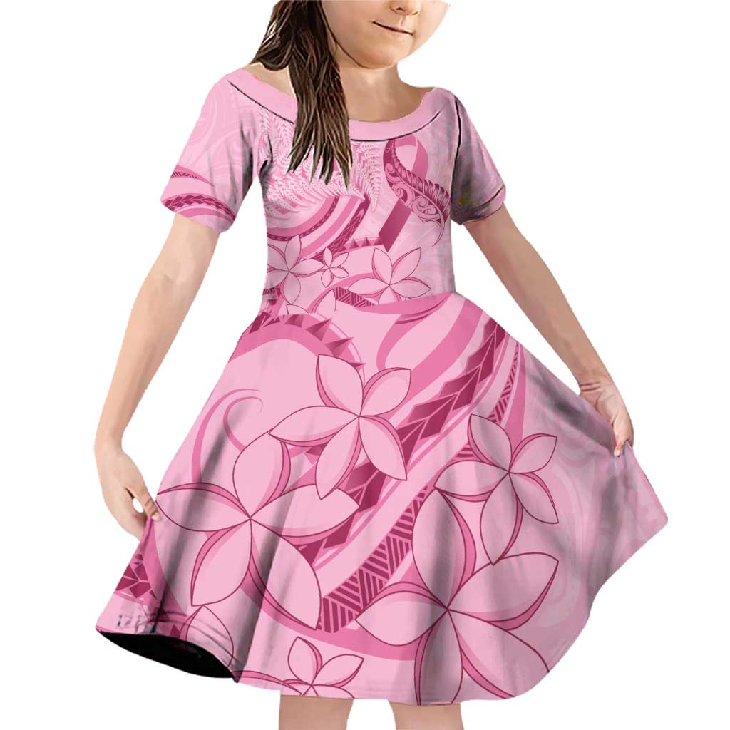 Aotearoa Maori Family Matching Off Shoulder Short Dress and Hawaiian Shirt Pink Fern Ribbons - Polynesian Pride