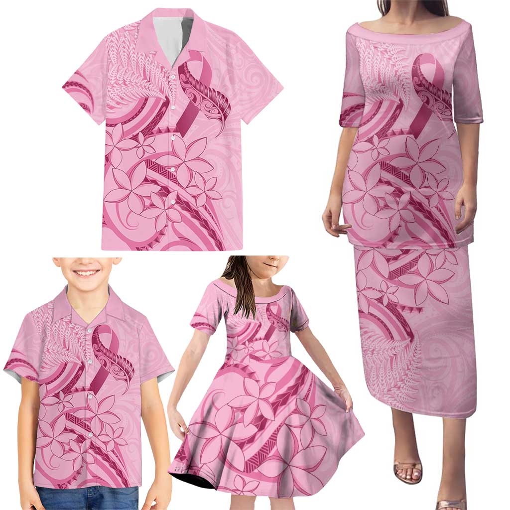 Aotearoa Maori Family Matching Puletasi and Hawaiian Shirt Pink Fern Ribbons - Polynesian Pride