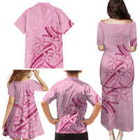 Aotearoa Maori Family Matching Puletasi and Hawaiian Shirt Pink Fern Ribbons - Polynesian Pride