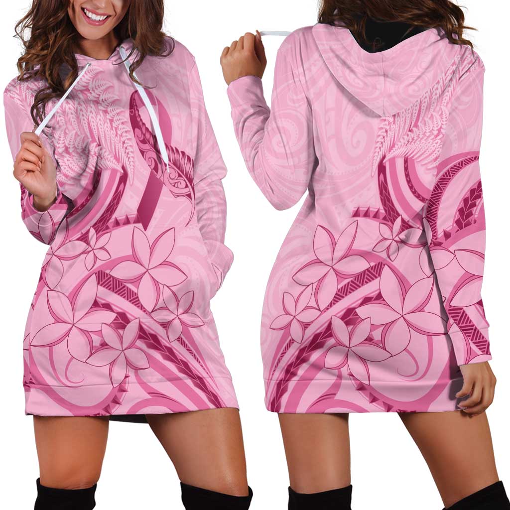 Aotearoa Maori Hoodie Dress Pink Fern Ribbons - Polynesian Pride