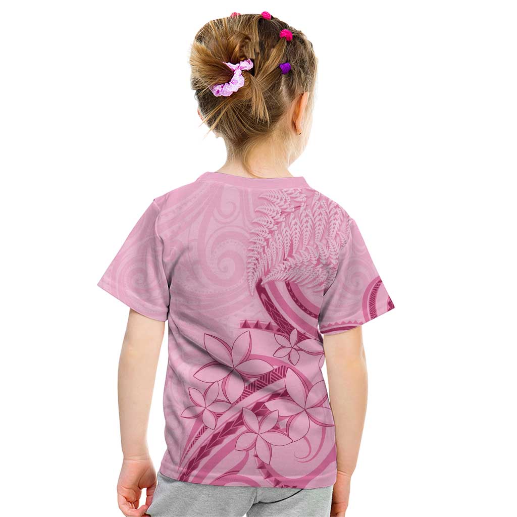 Aotearoa Maori Kid T Shirt Pink Fern Ribbons - Polynesian Pride
