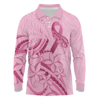 Aotearoa Maori Long Sleeve Polo Shirt Pink Fern Ribbons - Polynesian Pride