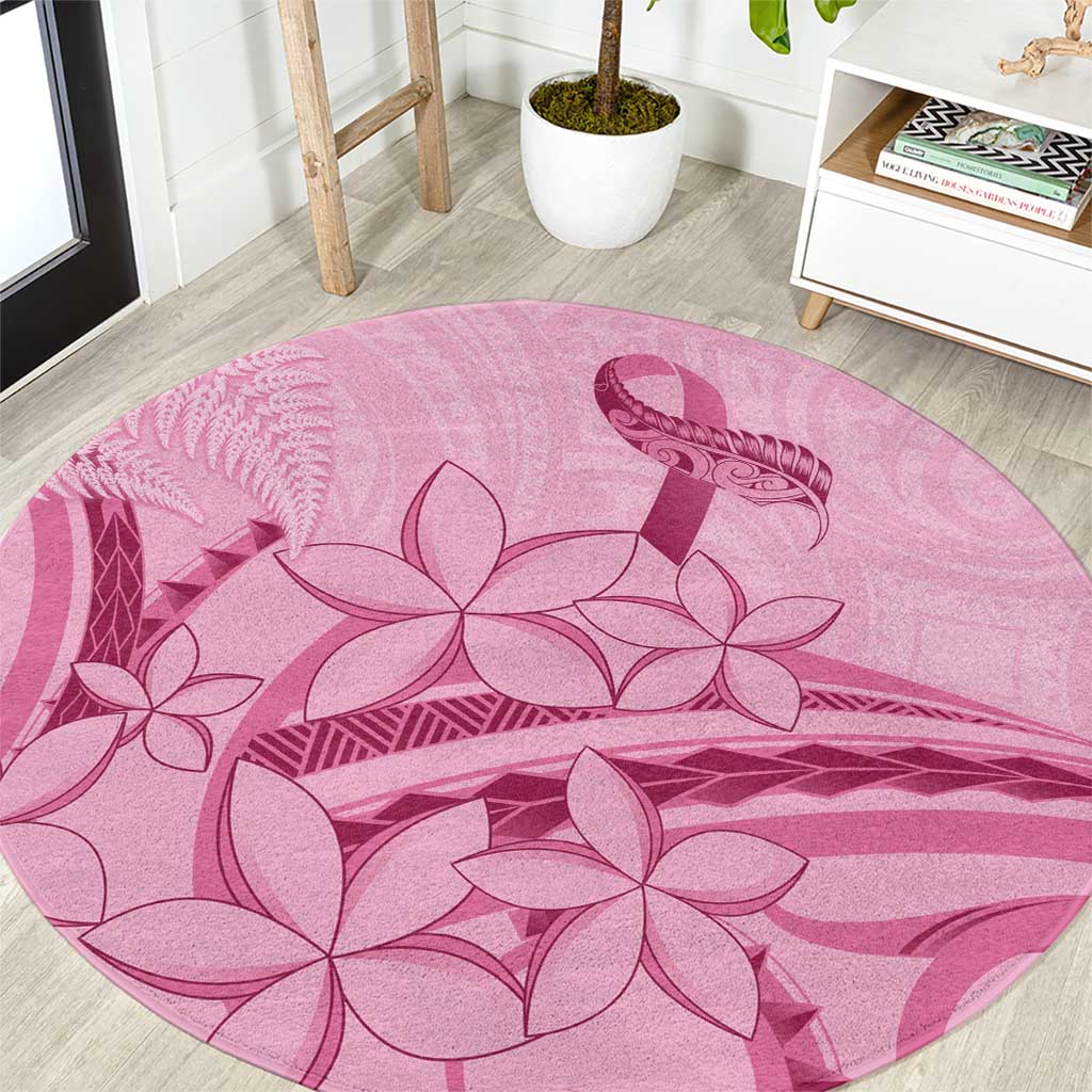 Aotearoa Maori Round Carpet Pink Fern Ribbons - Polynesian Pride