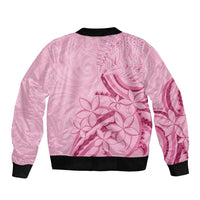 Aotearoa Maori Sleeve Zip Bomber Jacket Pink Fern Ribbons - Polynesian Pride