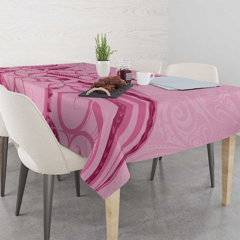Aotearoa Maori Tablecloth Pink Fern Ribbons - Polynesian Pride
