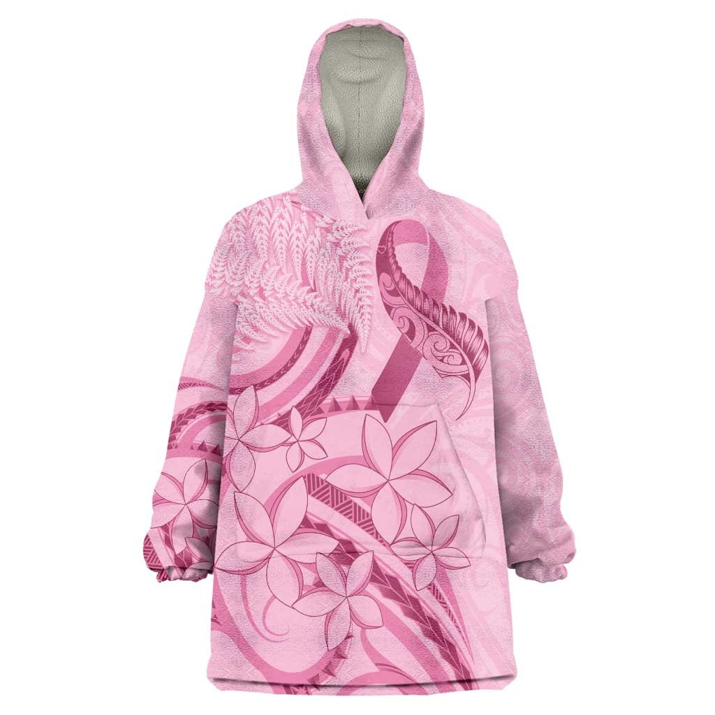 Aotearoa Maori Wearable Blanket Hoodie Pink Fern Ribbons LT7 One Size Pink - Polynesian Pride