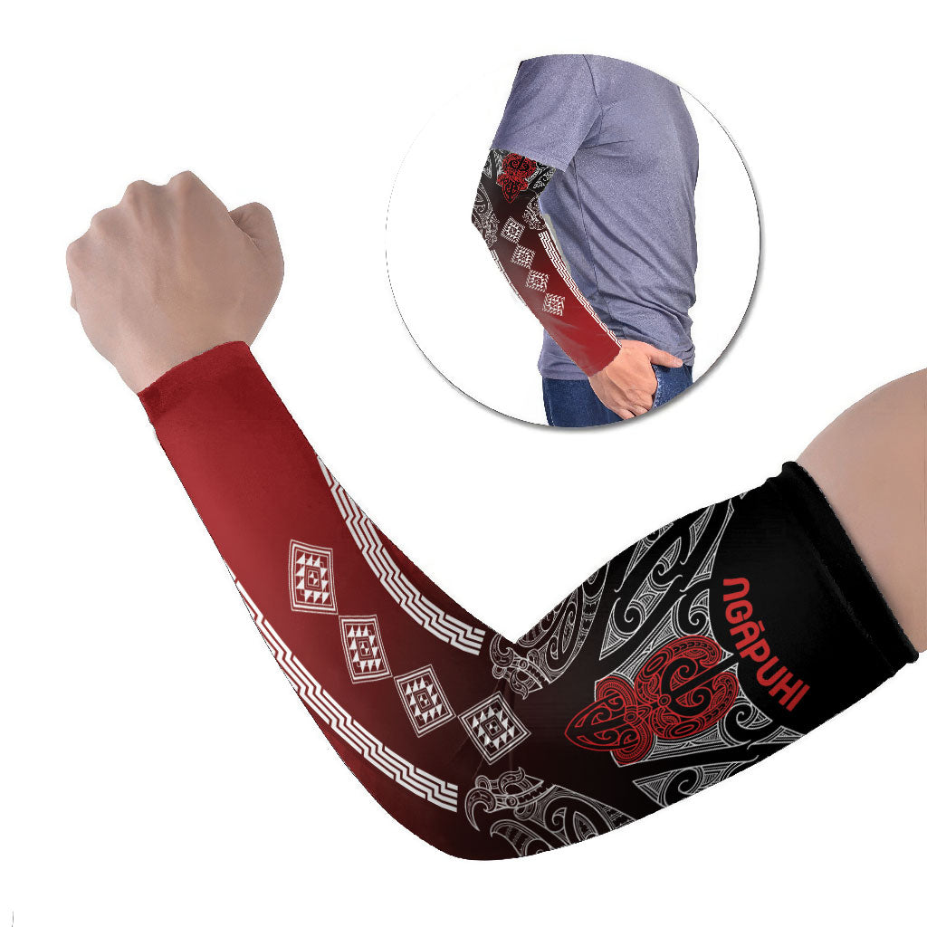 Aotearoa Maori Iwi Heritage Arm Sleeves Ngapuhi Kokowai LT7 Set of 2 Red - Polynesian Pride