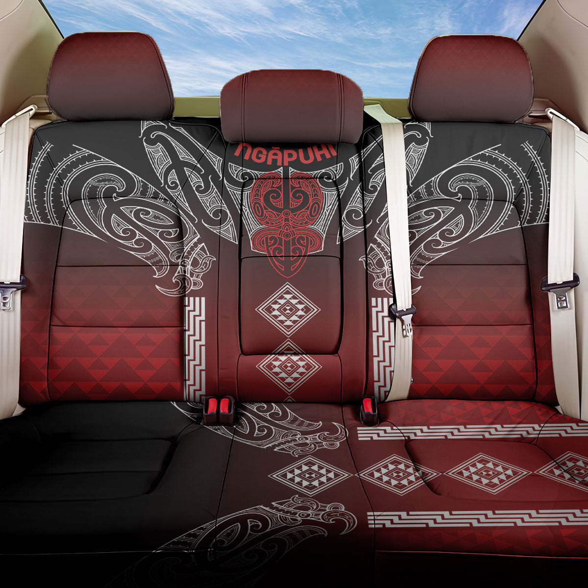 Aotearoa Maori Iwi Heritage Back Car Seat Cover Ngapuhi Kokowai LT7 One Size Red - Polynesian Pride