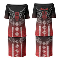 Aotearoa Maori Iwi Heritage Couples Matching Puletasi and Long Sleeve Button Shirt Ngapuhi Kokowai LT7 - Polynesian Pride