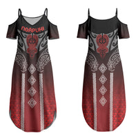 Aotearoa Maori Iwi Heritage Couples Matching Summer Maxi Dress and Hawaiian Shirt Ngapuhi Kokowai LT7 - Polynesian Pride