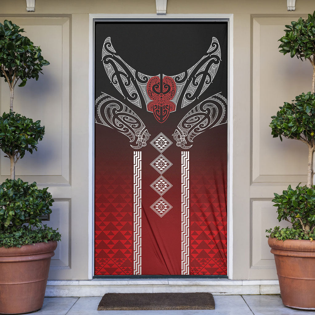 Aotearoa Maori Iwi Heritage Door Cover Ngapuhi Kokowai LT7 Red - Polynesian Pride