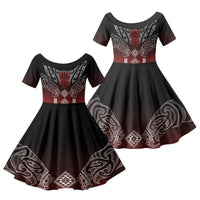 Aotearoa Maori Iwi Heritage Family Matching Mermaid Dress and Hawaiian Shirt Ngapuhi Kokowai LT7 Daughter's Dress Red - Polynesian Pride