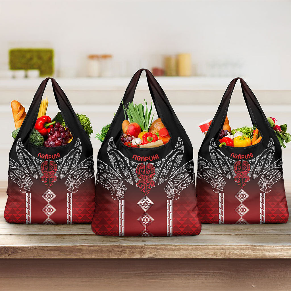 Aotearoa Maori Iwi Heritage Grocery Bag Ngapuhi Kokowai LT7 3-pack One Size Red - Polynesian Pride