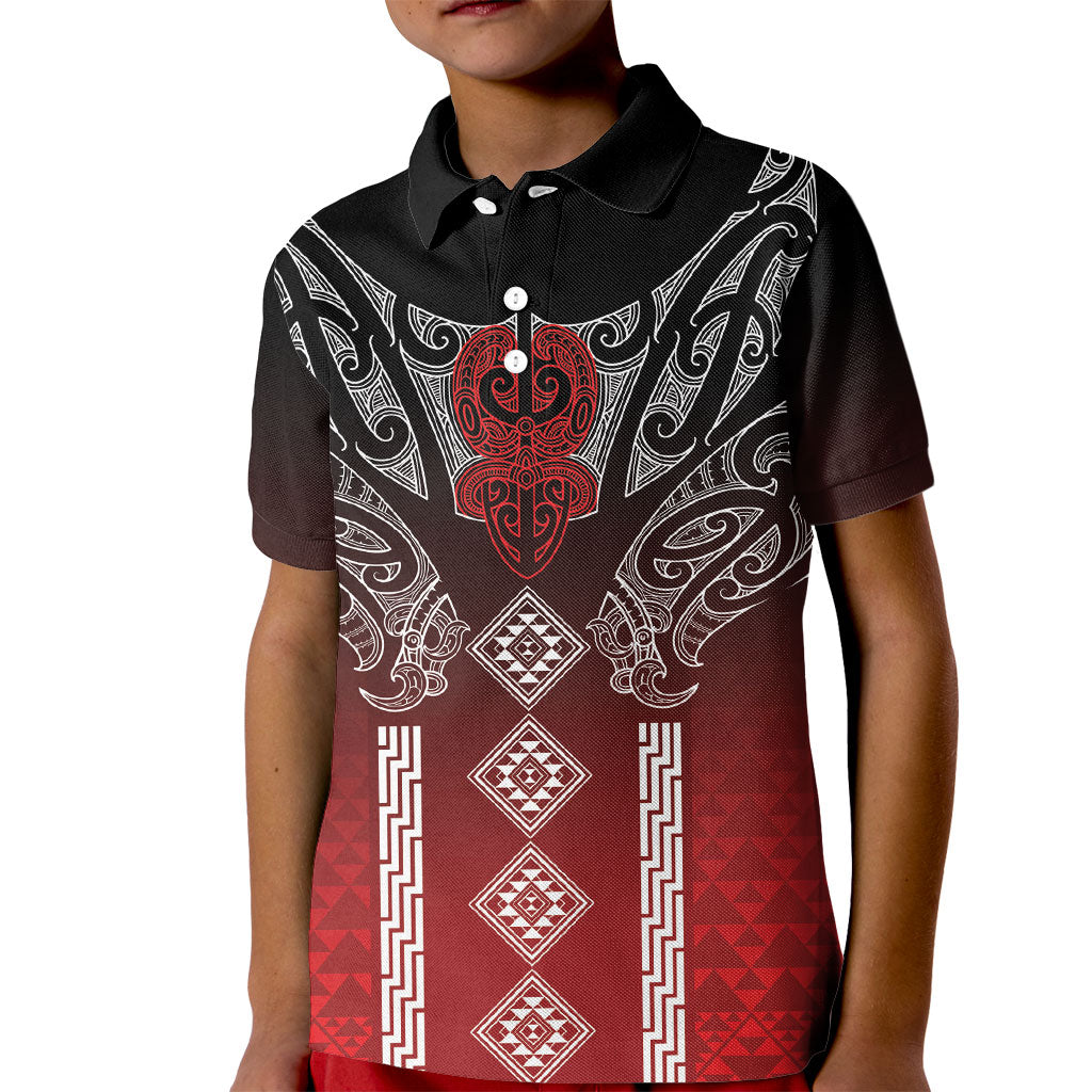 Aotearoa Maori Iwi Heritage Kid Polo Shirt Ngapuhi Kokowai LT7 Kid Red - Polynesian Pride