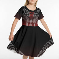 Aotearoa Maori Iwi Heritage Kid Short Sleeve Dress Ngapuhi Kokowai LT7 - Polynesian Pride