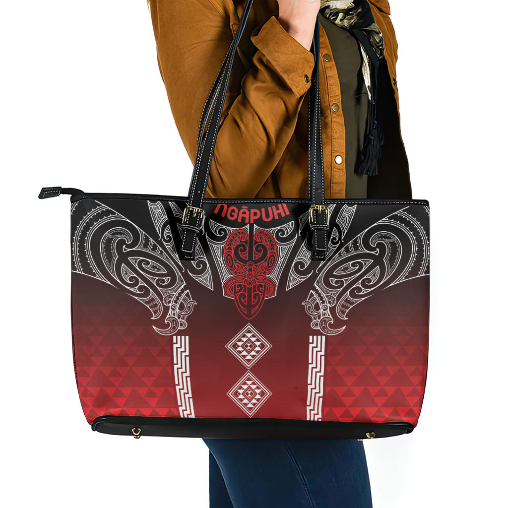 Aotearoa Maori Iwi Heritage Leather Tote Bag Ngapuhi Kokowai LT7 - Polynesian Pride