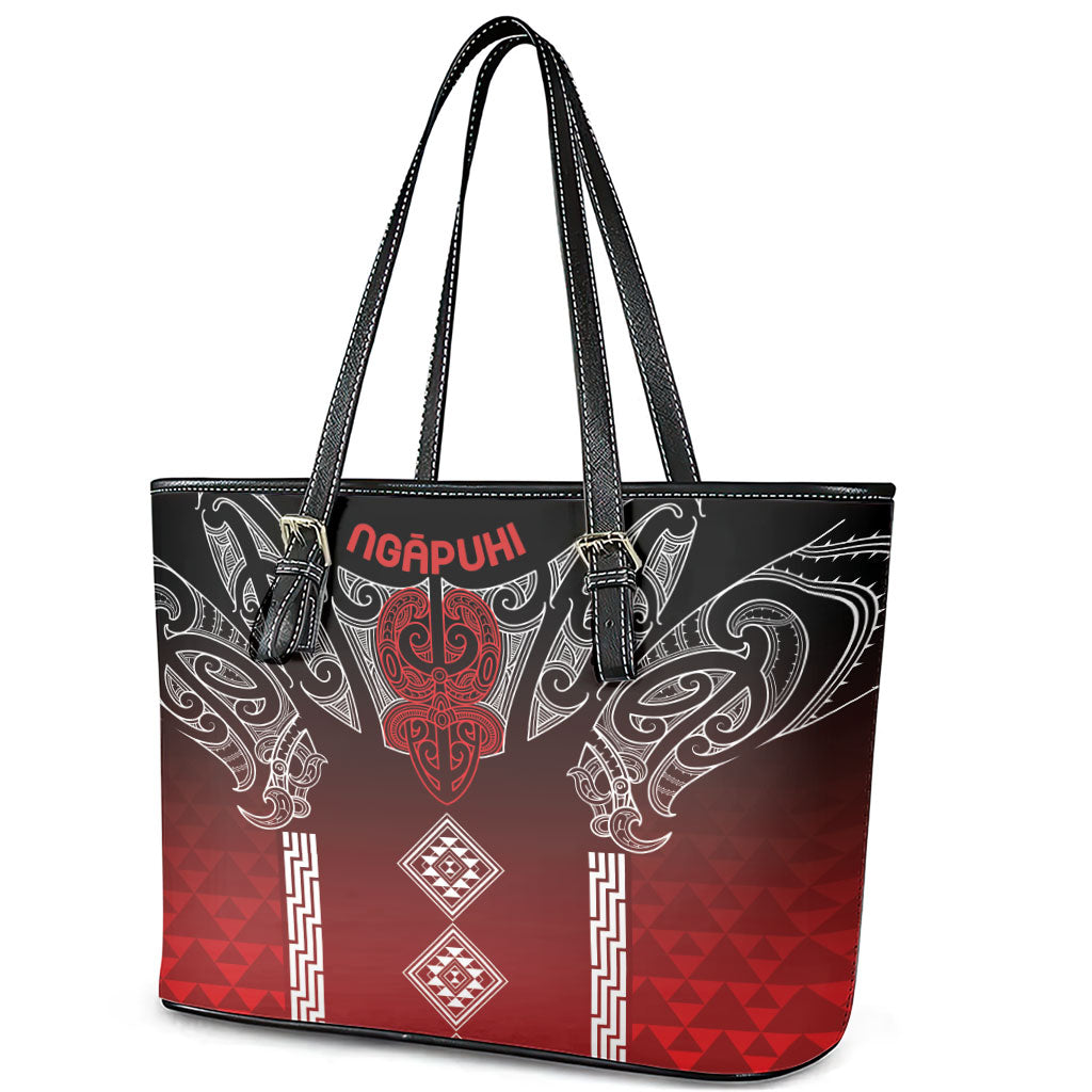Aotearoa Maori Iwi Heritage Leather Tote Bag Ngapuhi Kokowai LT7 - Polynesian Pride