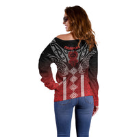 Aotearoa Maori Iwi Heritage Off Shoulder Sweater Ngapuhi Kokowai LT7 - Polynesian Pride