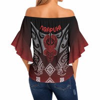Aotearoa Maori Iwi Heritage Off Shoulder Wrap Waist Top Ngapuhi Kokowai LT7 - Polynesian Pride