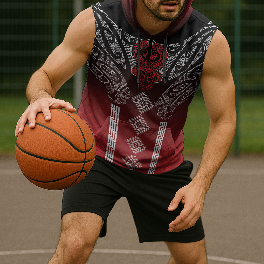 Aotearoa Maori Iwi Heritage Sleeveless Hoodie Ngapuhi Kokowai LT7 - Polynesian Pride