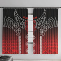 Aotearoa Maori Iwi Heritage Window Curtain Ngapuhi Kokowai LT7 With Hooks Red - Polynesian Pride