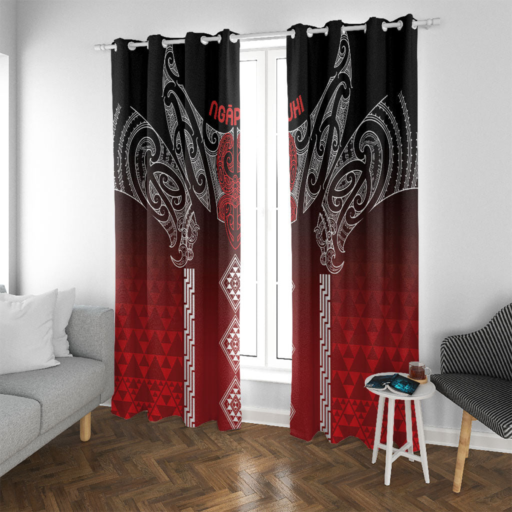 Aotearoa Maori Iwi Heritage Window Curtain Ngapuhi Kokowai LT7 With Grommets Red - Polynesian Pride