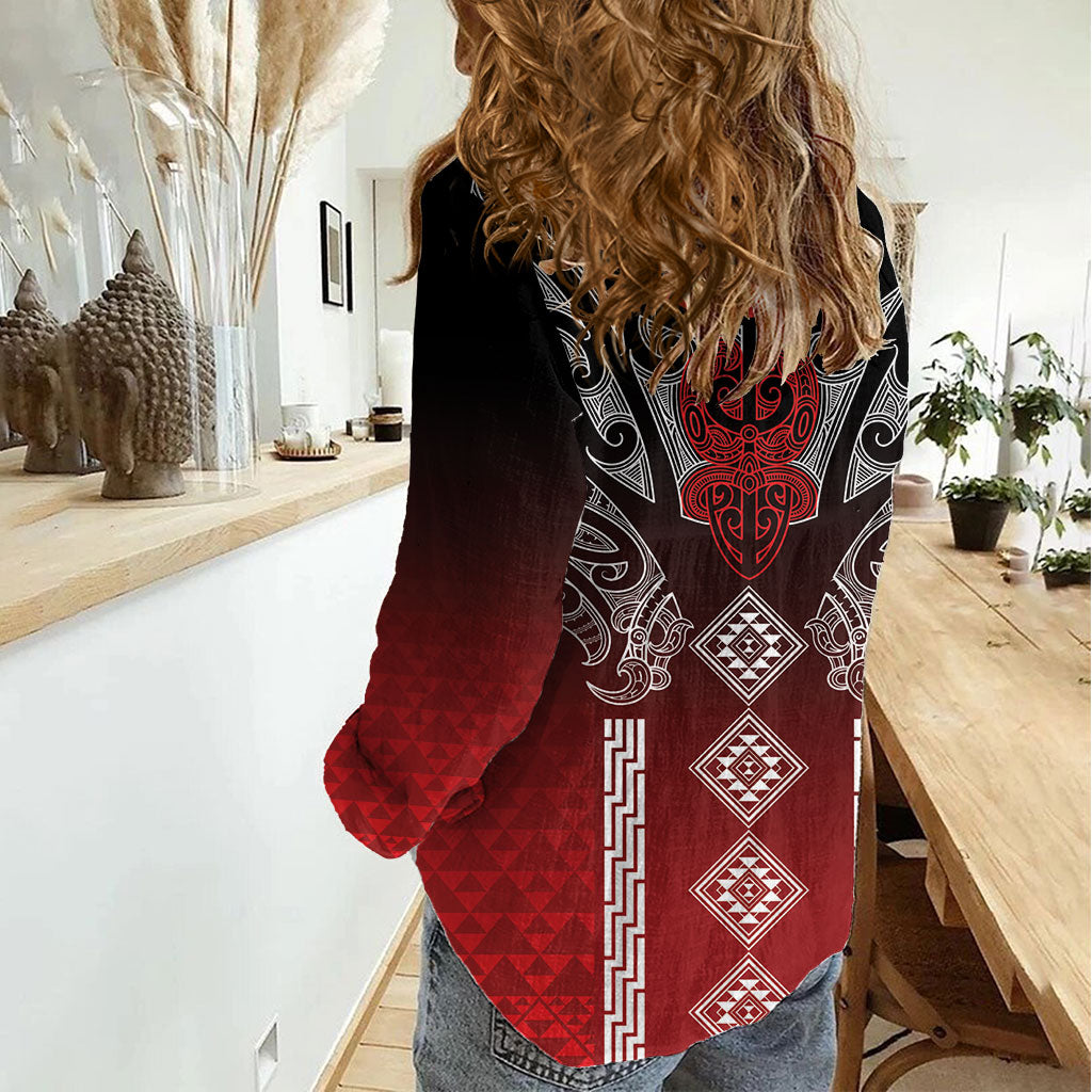 Aotearoa Maori Iwi Heritage Women Casual Shirt Ngapuhi Kokowai LT7 - Polynesian Pride