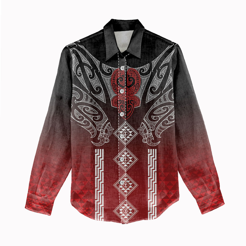Aotearoa Maori Iwi Heritage Women Casual Shirt Ngapuhi Kokowai LT7 - Polynesian Pride