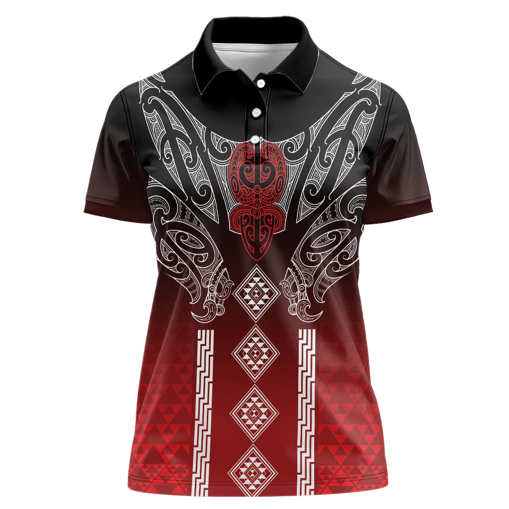 Aotearoa Maori Iwi Heritage Women Polo Shirt Ngapuhi Kokowai LT7 Female Red - Polynesian Pride