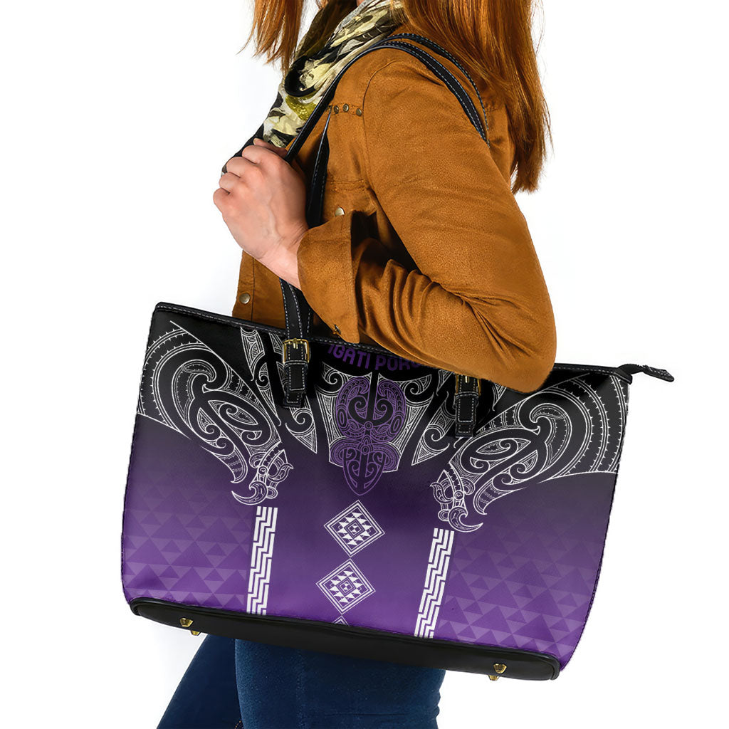 Aotearoa Maori Iwi Heritage Leather Tote Bag Ngati Porou Waiporoporo
