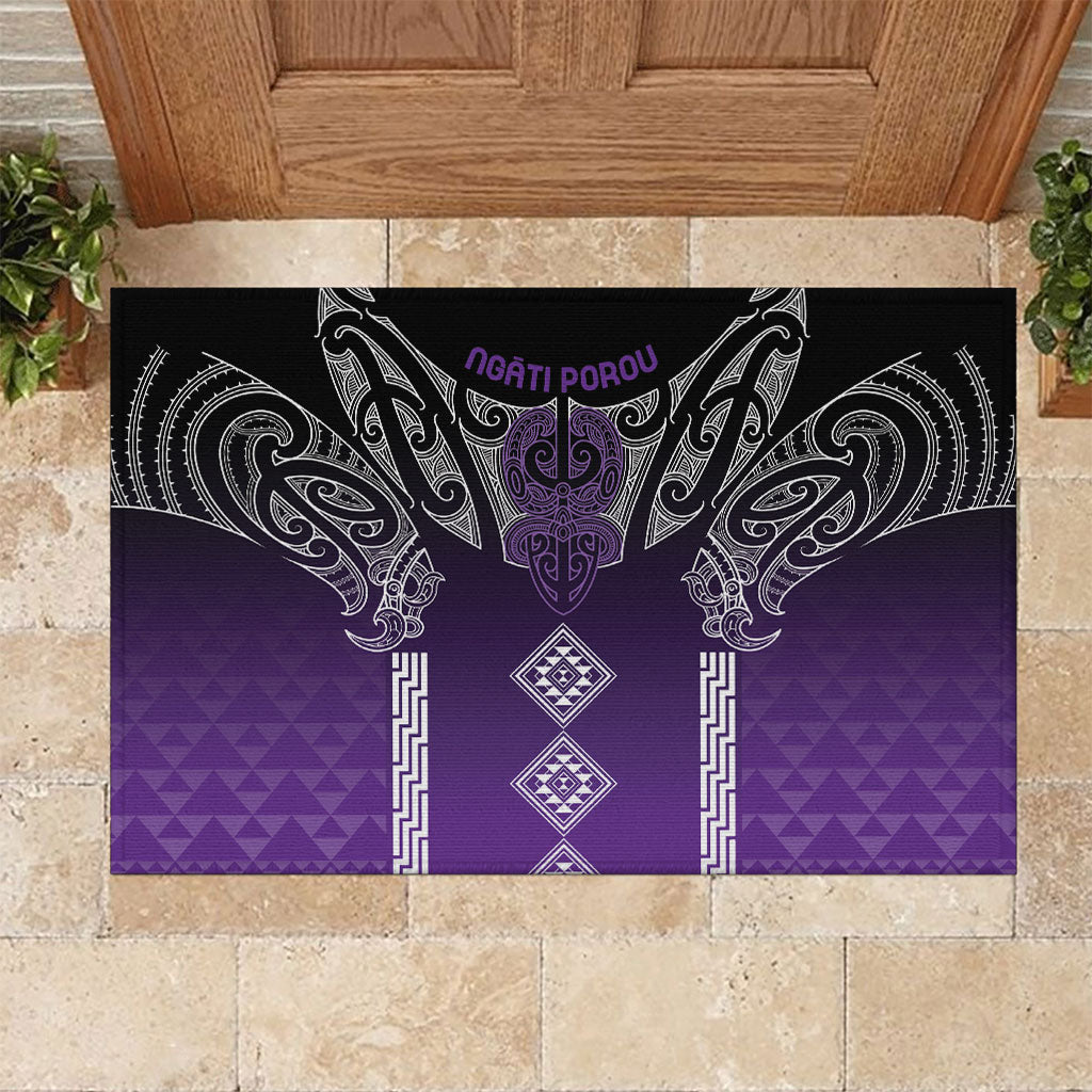 Aotearoa Maori Iwi Heritage Rubber Doormat Ngati Porou Waiporoporo LT7 Purple - Polynesian Pride