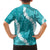 Hawaii Aloha Family Matching Long Sleeve Bodycon Dress and Hawaiian Shirt Teal Quilt Patch Work Mix Plumeria Lei