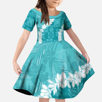 Hawaii Aloha Family Matching Off Shoulder Maxi Dress and Hawaiian Shirt Teal Quilt Patch Work Mix Plumeria Lei