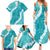 Hawaii Aloha Family Matching Summer Maxi Dress and Hawaiian Shirt Teal Quilt Patch Work Mix Plumeria Lei