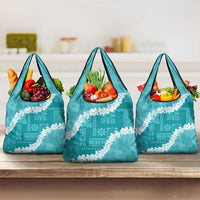 Hawaii Aloha Grocery Bag Teal Quilt Patch Work Mix Plumeria Lei