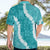 Hawaii Aloha Hawaiian Shirt Teal Quilt Patch Work Mix Plumeria Lei