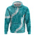 Hawaii Aloha Hoodie Teal Quilt Patch Work Mix Plumeria Lei