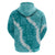 Hawaii Aloha Hoodie Teal Quilt Patch Work Mix Plumeria Lei