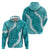 Hawaii Aloha Hoodie Teal Quilt Patch Work Mix Plumeria Lei