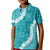 Hawaii Aloha Kid Polo Shirt Teal Quilt Patch Work Mix Plumeria Lei